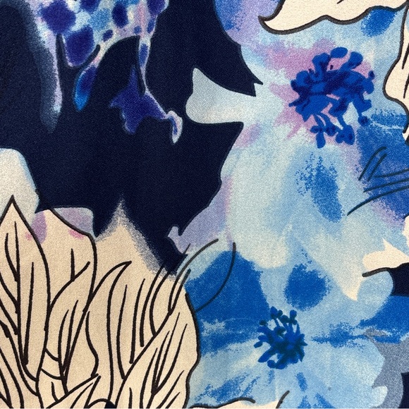 Navy Floral Maxi Skirt with Asymmetrical‎ Hem - Picture 10 of 10